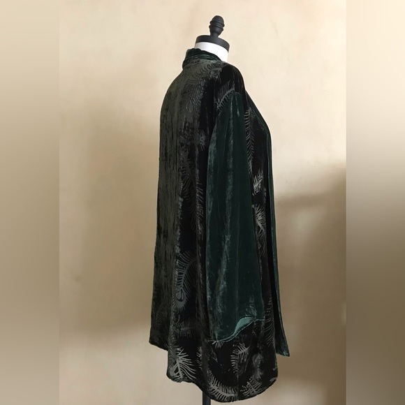 Vintage Green Velvet Kimono Jacket - Picture 4 of 8